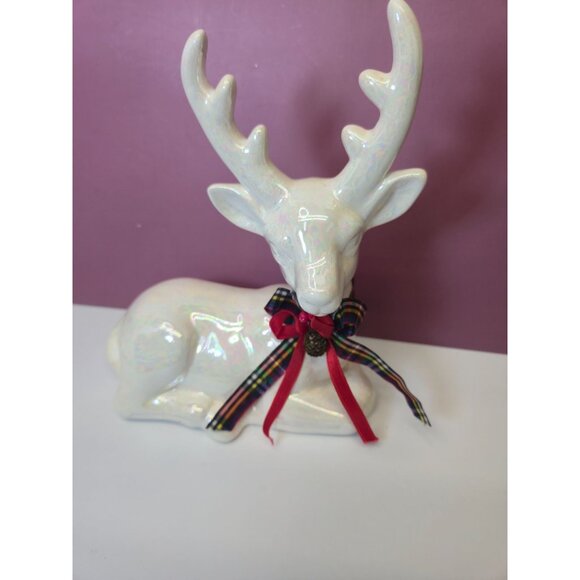 Vintage Brinns Ceramic Deer Figure Iridescent finish Collectible Christmas decor - Picture 2 of 11